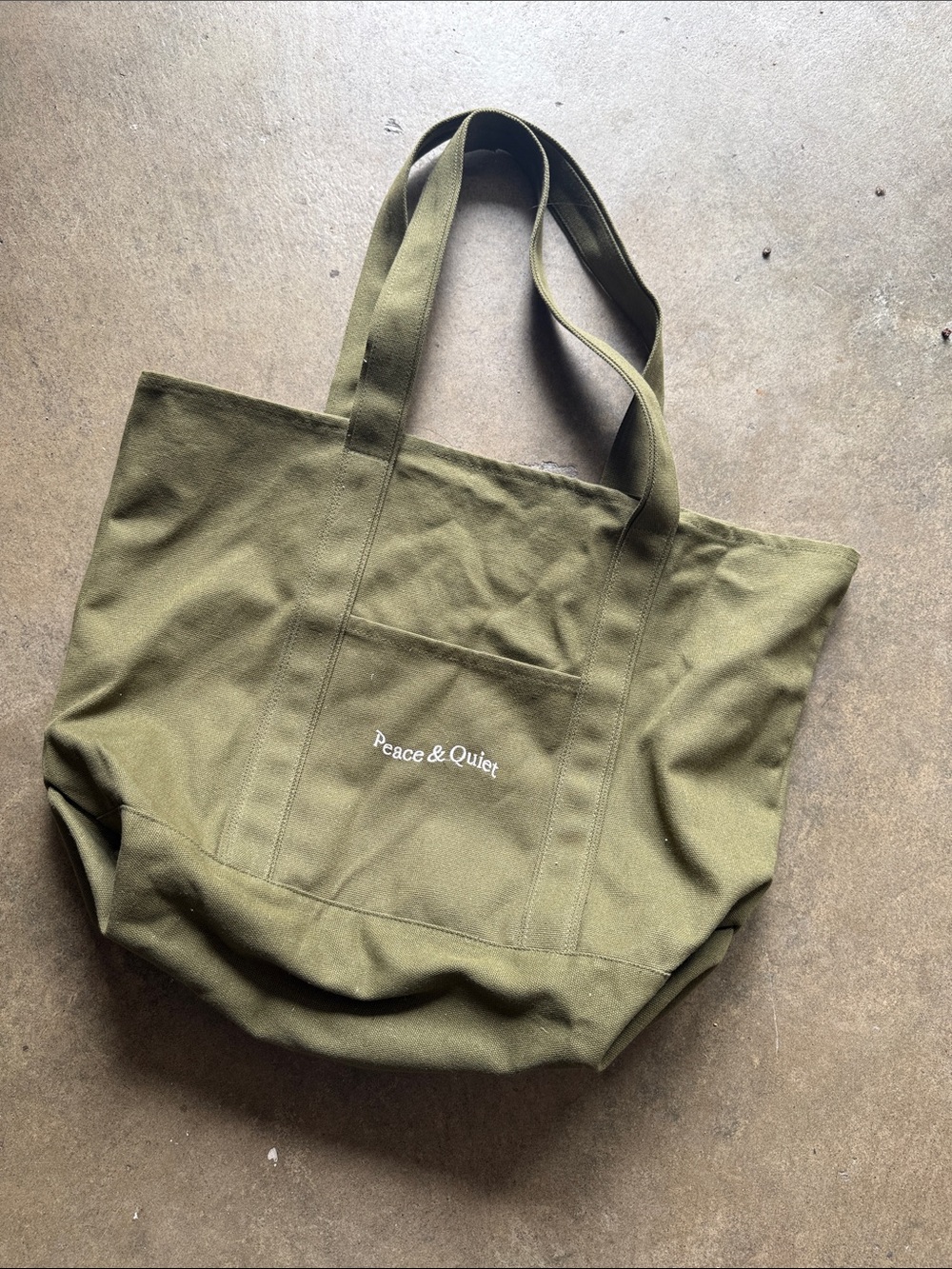 Peace & Quiet Olive Canvas Tote Bag
